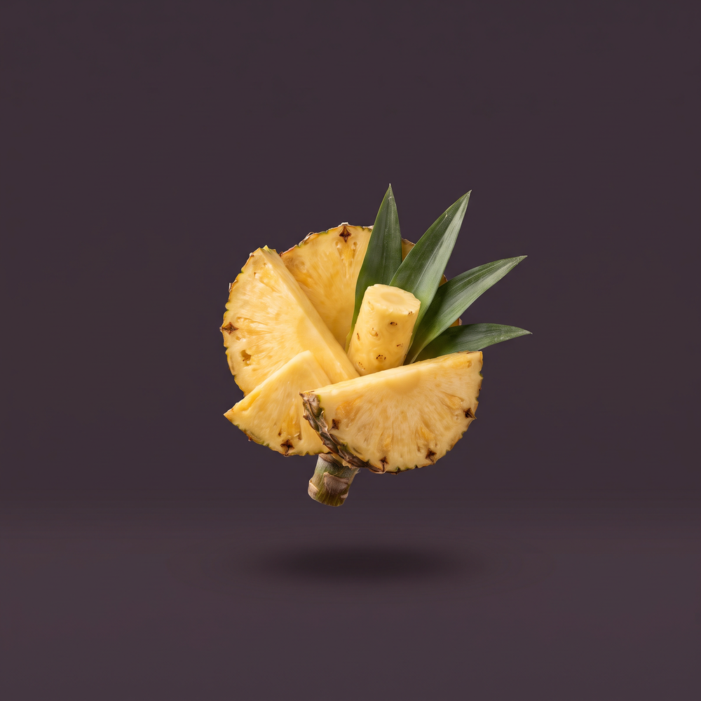 Pineapple core and pieces representing enteric-coated bromelain